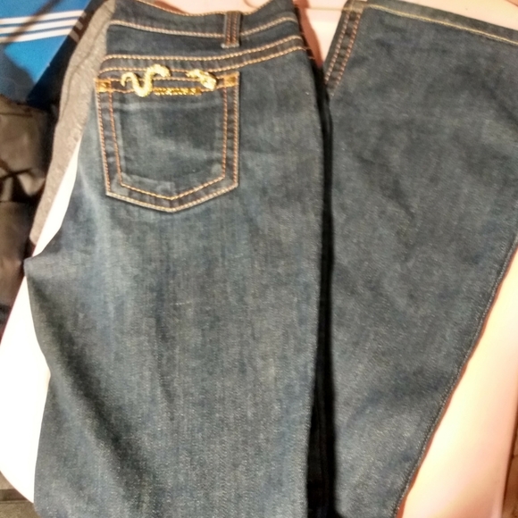 New Roberto Cavalli gold snake charm boot cut Jean - Picture 4 of 8